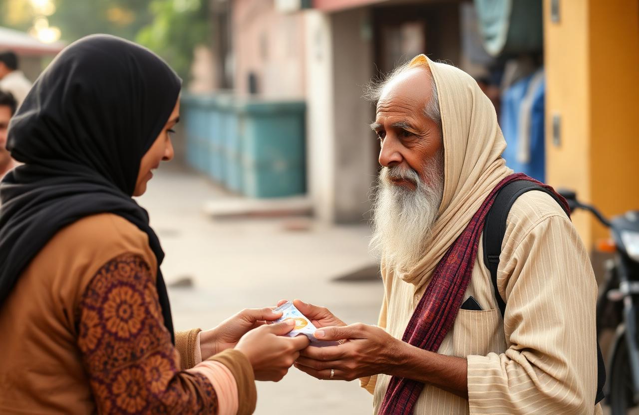 बुज़ुर्ग को भोजन